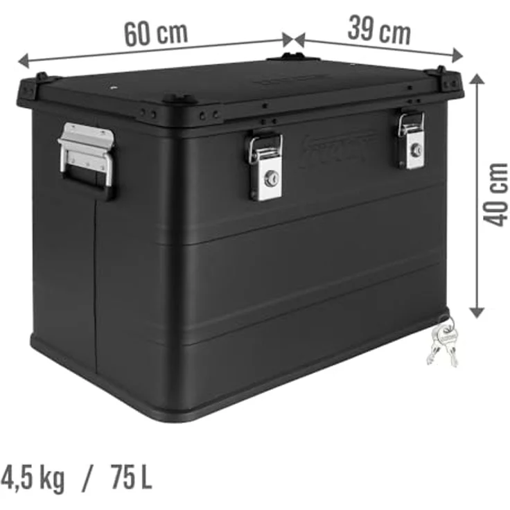 Trucky Allzweckkiste Aluminium Box mit Deckel Schwarz Alukiste 75 Liter Aufbewahrungsbox – Bild 6