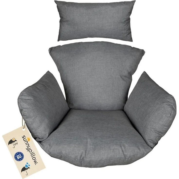 sunnypillow Hängesessel Auflage für Rattan & Polyrattan Hängeschaukel, Grau – Bild 4