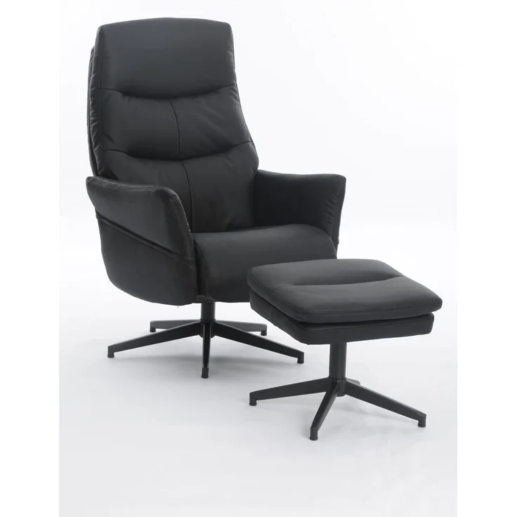 gepolsteter Relaxsessel mit Hocker - dunkelgrau – Bild 3