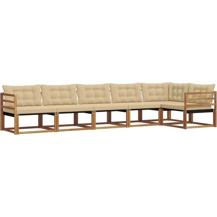 vidaXL Outdoor-Sofagarnitur 6 stk. 6-Sitzer Natur und Beige 3369496 – Bild 2