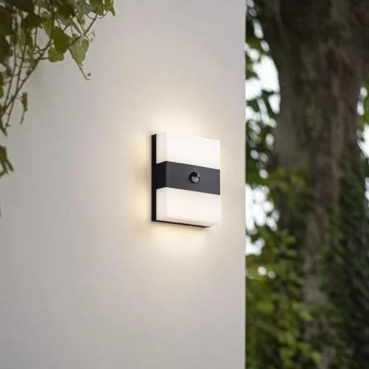 PRIOS LED Wandleuchte Teekon, moderne Außenlampe mit Bewegungsmelder, spritzwassergeschützt, schwarz, Edelstahl, 1-flammig für Hauswand, Terrasse und Balkon – Bild 3