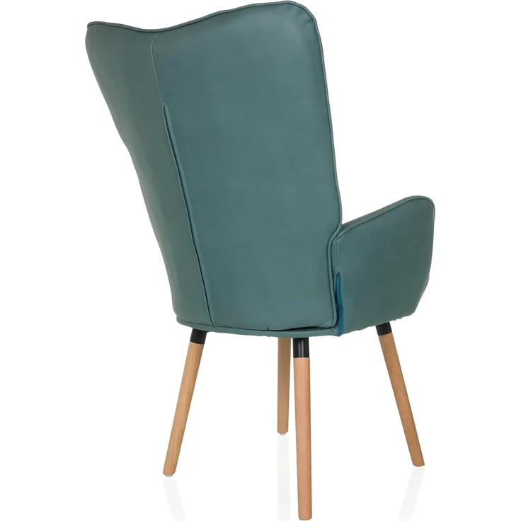 hjh LIVING Ohrensessel in Velour-Optik HAVENIO I Sessel für Wohnzimmer Schlafzimmer, Polsterstuhl mit Holzbeinen, Stoff Mint – Bild 6