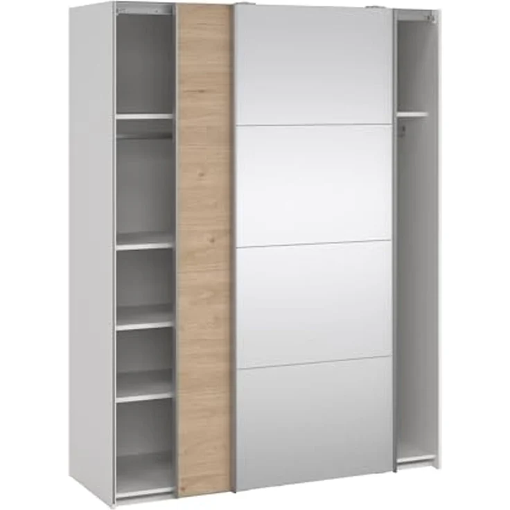 Dmora - Kleiderschrank 2 Türen Diandra, Schlafzimmermöbel, Schrank, Garderobe, 150x61 h200 cm, Weiß und Eiche – Bild 5