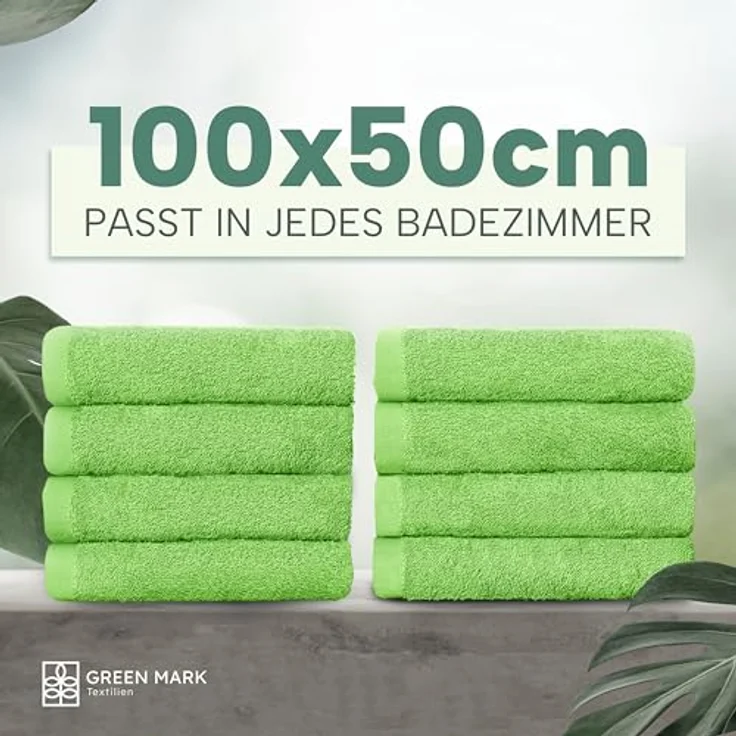 NatureMark 8er Spar-Pack Frottier Handtücher, Handtuch-Set, 50x100 cm, Apfel grün, 100% Baumwolle – Bild 4