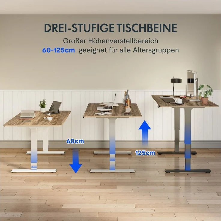 FLEXISPOT Schreibtisch Elektrisch Höhenverstellbarer Schreibtisch EC5 LITE mit Dualmotor (25MM einteiliger Tischplatte & 3-fach Teleskop, 4 Speicherhöhen & Antikollisionssystem), 120x80/140x80/160x80/180x80 – Bild 3