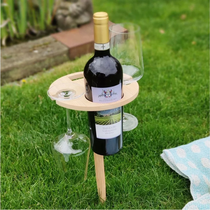 UNUS GARDEN Klapptisch Weinhalter klappbar,Weintisch aus Bambus (2-St, Höhe: ca. 43 cm), Gartentisch, Beistelltisch, Getränkehalter, Campingtisch – Bild 4