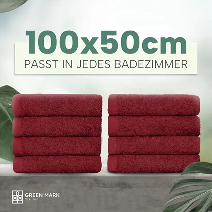 NatureMark 8er Spar-Pack Frottier Handtücher, Handtuch-Set, 50x100 cm, Bordeaux rot, 100% Baumwolle – Bild 4