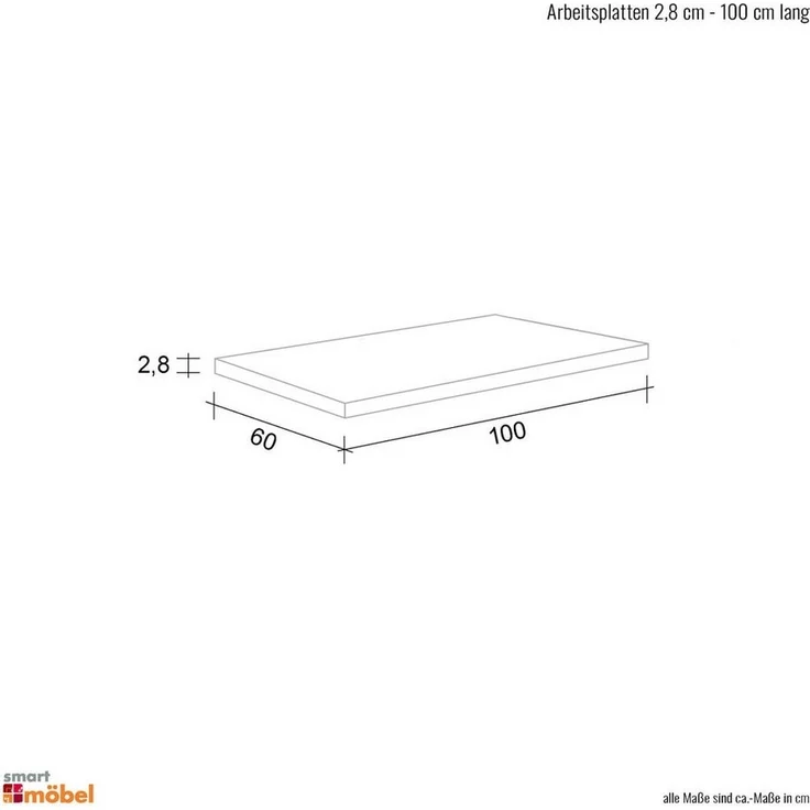 Flex-Well Arbeitsplatte Arbeitsplatte - 100 x 60 x 2,8 cm - Sonoma Eiche – Salerno – Bild 3