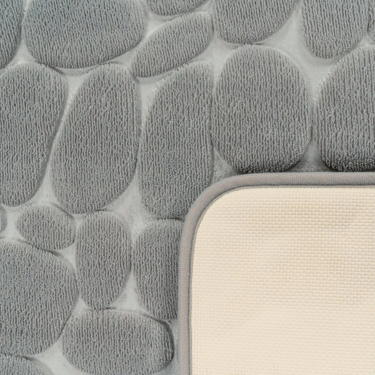 Paco Home Badematte Corby 256, Memory-Schaum Effekt, Höhe 13 mm, rutschhemmend beschichtet, fußbodenheizungsgeeignet, Polyester, rechteckig, Badteppich, Uni Farben, Motiv Steine, Hoch-Tief Effekt – Bild 2