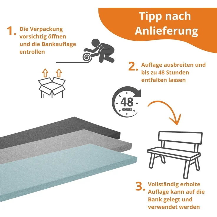sleepling Bankauflage dunkelgrau 140x50 cm, Bankkissen, Sitzkissen für Fensterbank, Bezug waschbar, Unterseite Antirutsch, Made in EU – Bild 6