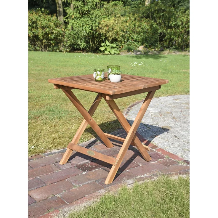 Gartentisch TOBI klappbar - Akazie, Braun, 50x50x50cm | Garten Klapptisch Beistelltisch Wetterfest Outdoor Tisch – Bild 2