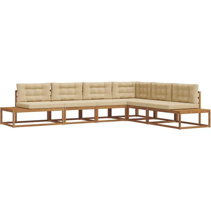 vidaXL Outdoor-Sofagarnitur 6 stk. Natur und Beige Massivholz Akazie 3368146 – Bild 2