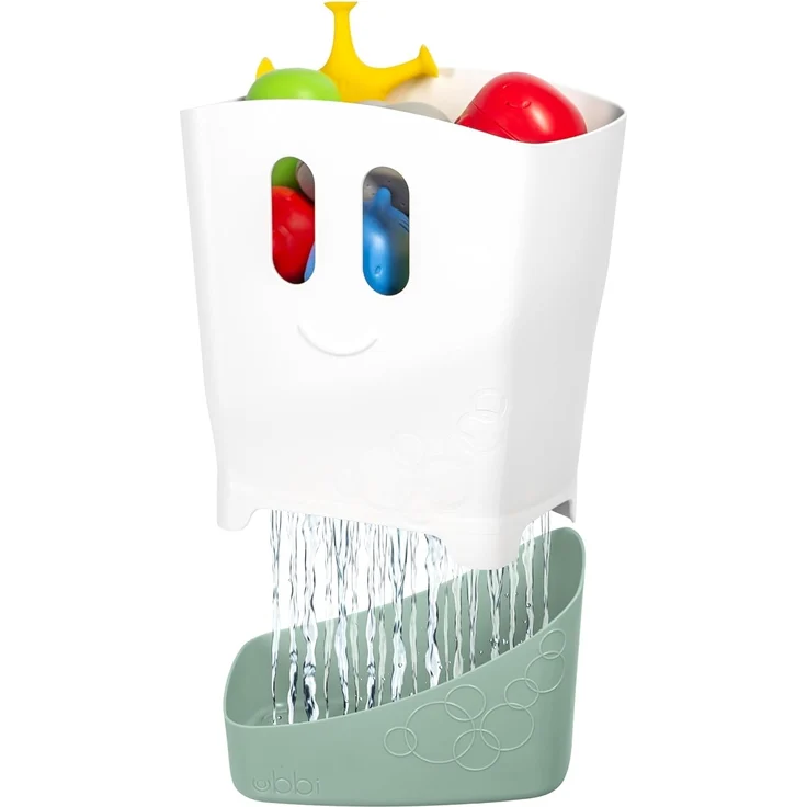 Ubbi Freestanding Bath Toy Organizer Bath Caddy with Removable Drying Rack Bin & Scoop for Toddlers + Baby, Sage – Bild 1