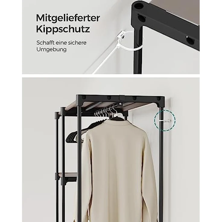 Songmics Kleiderständer, Kleiderschrank offen,2 Hängefächer – Bild 9