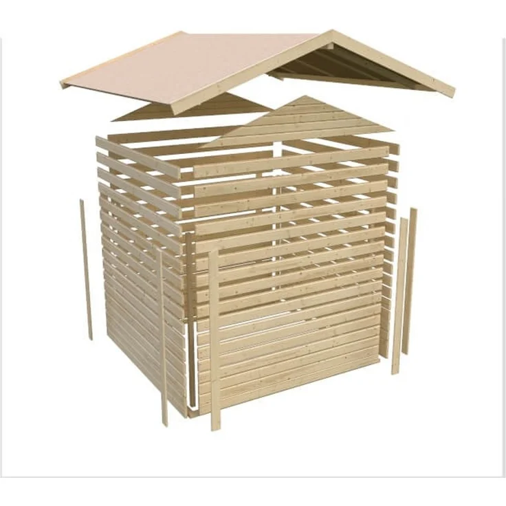 Karibu Gartenhaus 19mm Glücksburg 4 mit Anbau 426x217 cm naturbelassen – Bild 5
