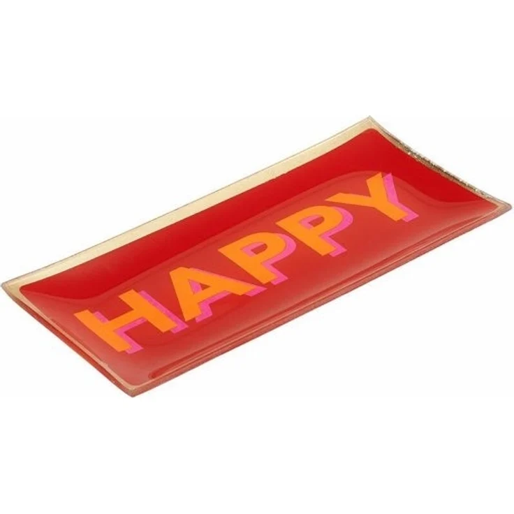 Giftcompany - Glasteller "Love Plates" HAPPY Dekoteller 10x21cm Rot 1088305003 – Bild 2