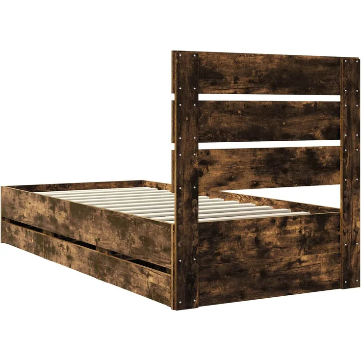 vidaXL Bettrahmen Räuchereiche 90 x 200 cm Ingenieurs Holz 3411861 – Bild 10