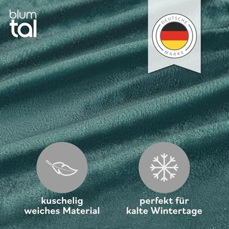 Blumtal Spannbettlaken Cashmere Touch 180x200 cm Plüsch - Oeko-TEX zert. Spannbettlaken Winter - Spannbettlaken 180x200 Winter aus Mikrofaser - Cashmere Bettwäsche - Bettbezug 180x200 Petrol – Bild 2