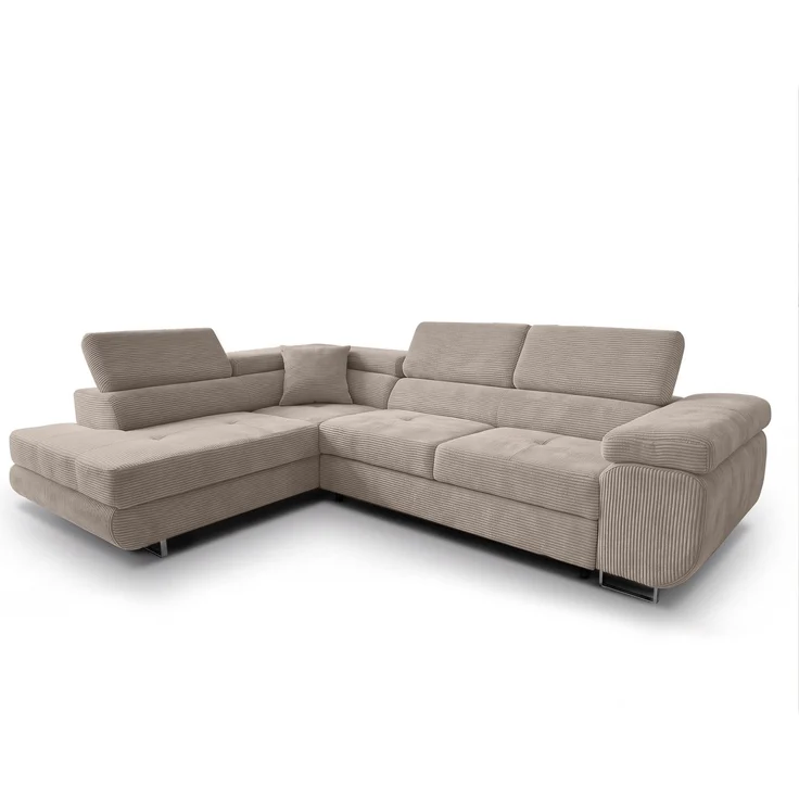 AX LIVING Konak Cord-Schlafsofa L in Beige 276 cm breit, Bettkasten, Kopfstützen – Bild 7