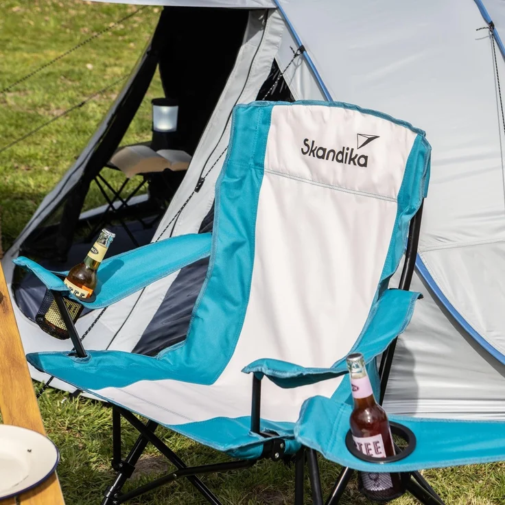 Skandika Campingstuhl, Faltstuhl mit Getränkehalter, Tragetasche und Breiten Armlehnen – Bild 2