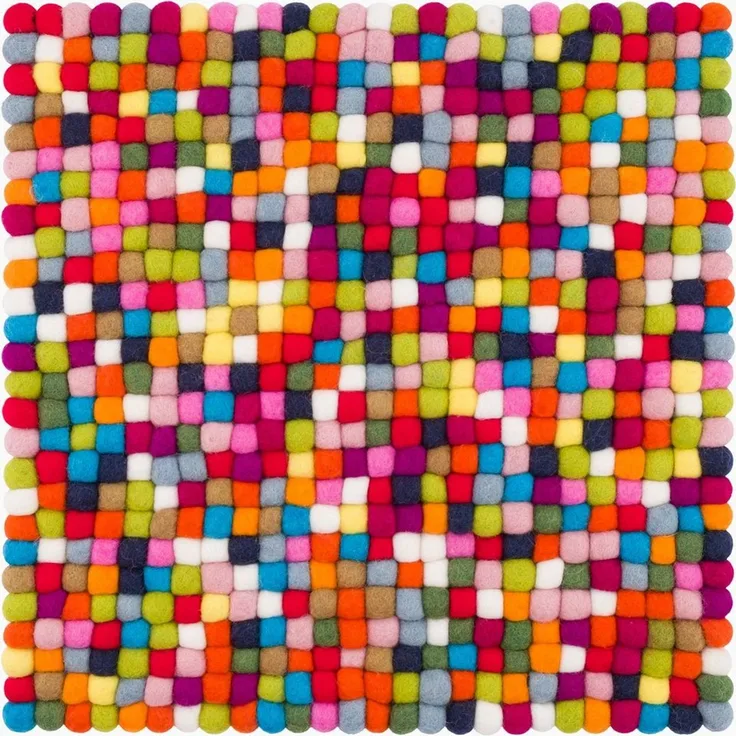 myfelt Stuhlkissen Filzkugel Sitzauflage eckig - 36 x 36 cm, beidseitig verwendbar, 100% Schurwolle