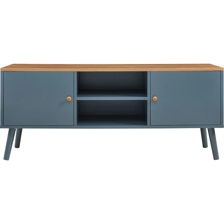 Fernsehschrank Reyljand mit 2 Türen 120x35x50 cm Grau/Eicheoptik [en. casa] – Bild 5