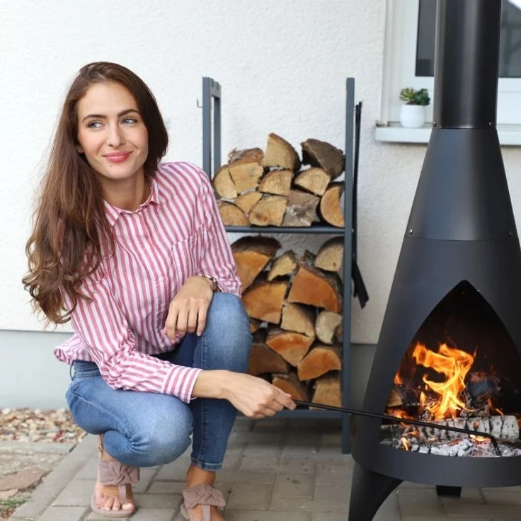 Kaminholzregal mit 2 Ablagen – Bild 3