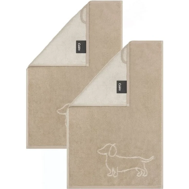 Cawö Handtuch 2 Stück Cawö We love Dogs Gästetücher 6248-33 Dackel Natur 30x50, Walkfrottier (Spar-Set, 2-St), 100% Baumwolle – Bild 2