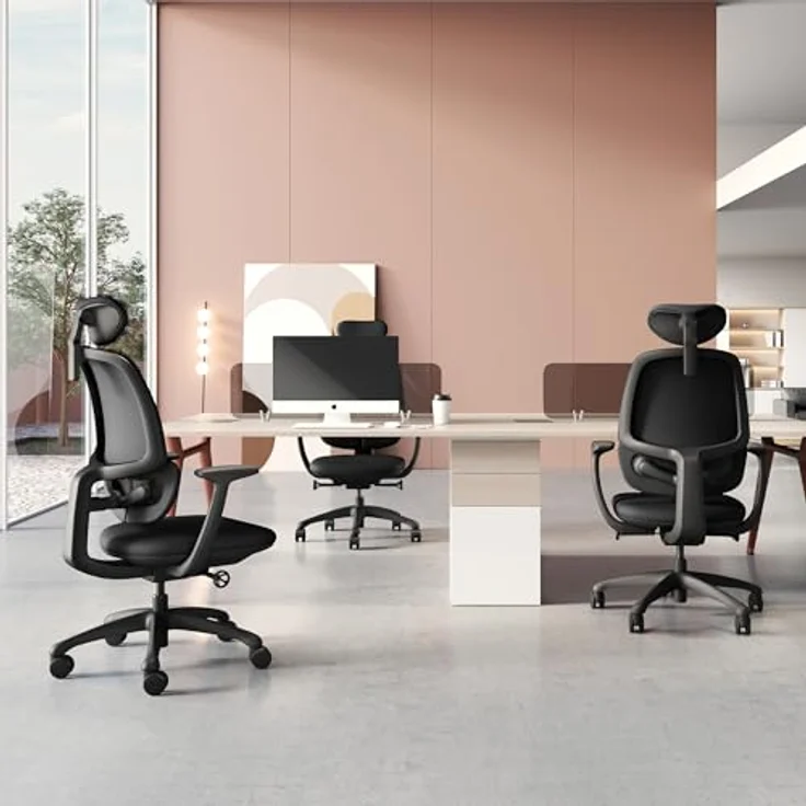 MID.YOU Mid.you Drehstuhl, Schwarz, Textil, mit Armlehnen und ergonomischer Rückenlehne, 66 cm, Bürostuhl – Bild 7