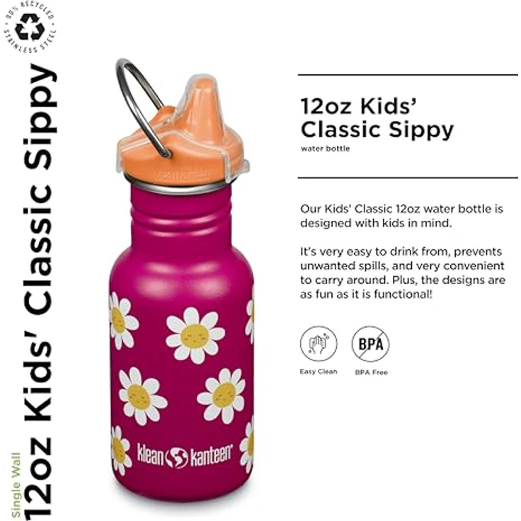 Klean Kanteen Trinkflasche Classic Narrow (Sippy Cap) mit Trinkverschluss aus Edelstahl in der Farbe Pink mit einem Volumen von 355 ml, 1011200 – Bild 2