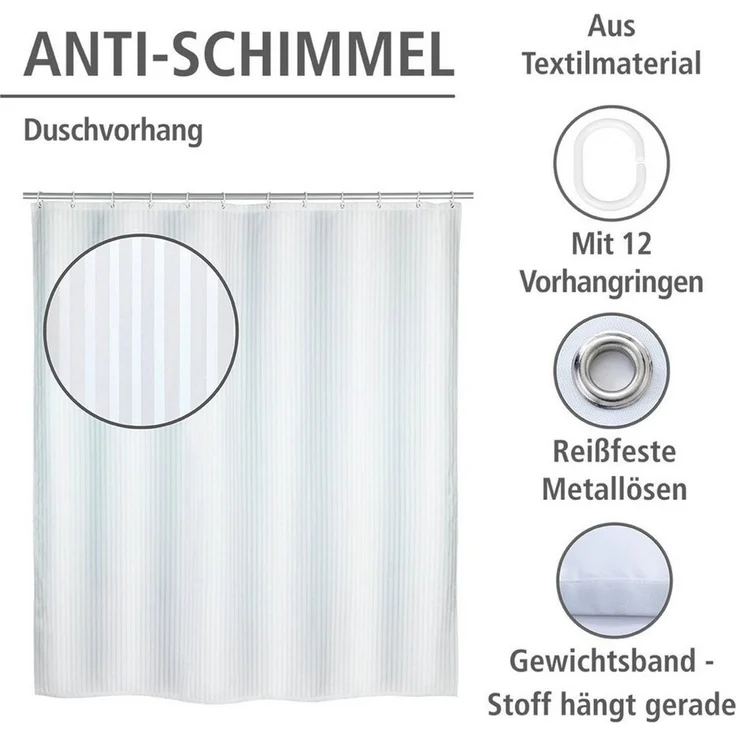 WENKO PALAIS Duschvorhang 180 x 200 cm, Weiß – Bild 2