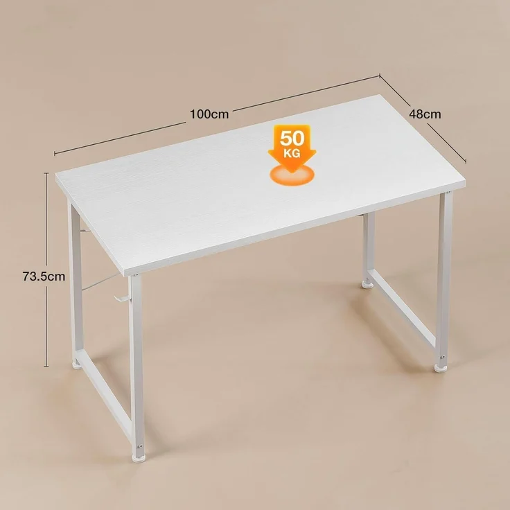 ODK Klein Schreibtisch Weiß 100×48cm Computertisch mit Aufbewahrungstasche – Bild 3