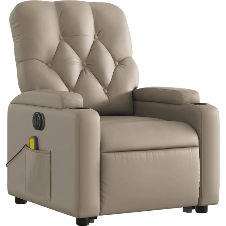 vidaXL Massagesessel mit Aufstehhilfe Elektrisch Cappuccino Kunstleder 3204799 – Bild 2