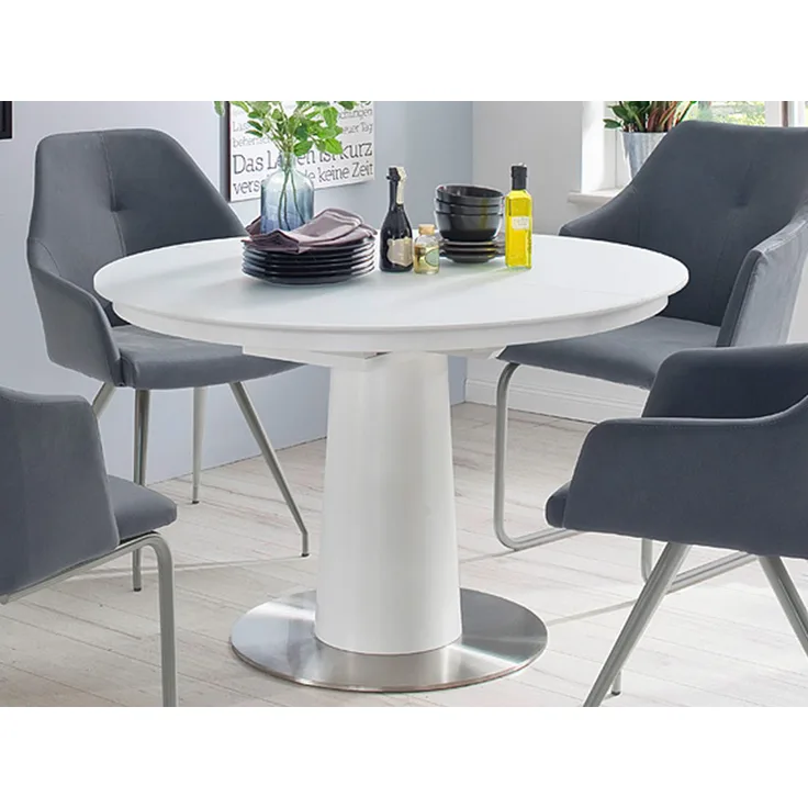 Esstisch >Mora< in Weiß/Matt aus MDF - 120x76x120cm (BxHxT)