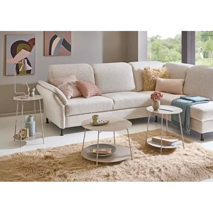 XXXL Beistelltisch, Rund, Hellgrau, Metall, 60 cm Durchmesser, für Wohnzimmer – Bild 6