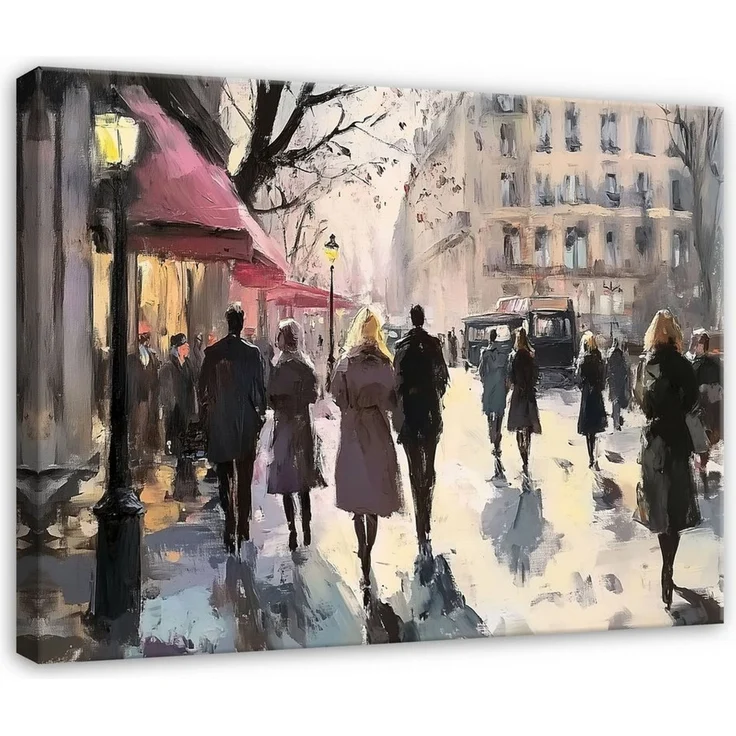 Wallarena Leinwandbild Stadt Kunst - Beige - Modern - Wohnzimmer, Stadt, 40x30x2cm – Bild 1