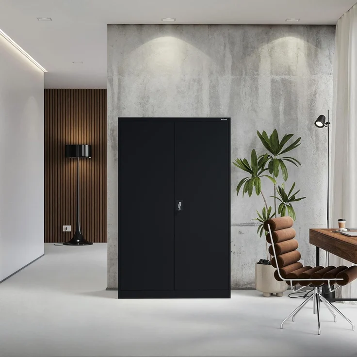 Jan Nowak Metallschrank Jan II 185 x 115 x 40 cm - Aktenschrank abschließbar mit 2 Türen, Mehrzweckschrank mit 5 Ebenen, Büroschrank aus Stahlschrank mit Pulverbeschichtung - Schwarz – Bild 11