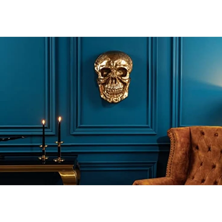 riess-ambiente Wanddekoobjekt SKULL XXL 40cm gold (Einzelartikel, 1 St), Metall · Totenkopf · Deko-Schädel · Schlafzimmer · Wohnzimmer – Bild 4