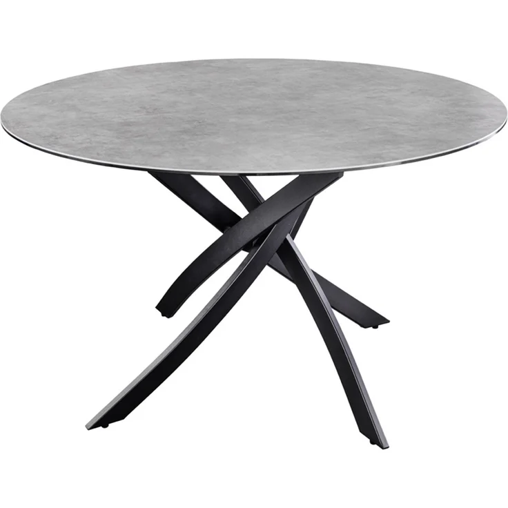 Design Esstisch AMICA 120cm anthrazit Beton-Optik Keramik schwarzes Metall-Gestell – Bild 9