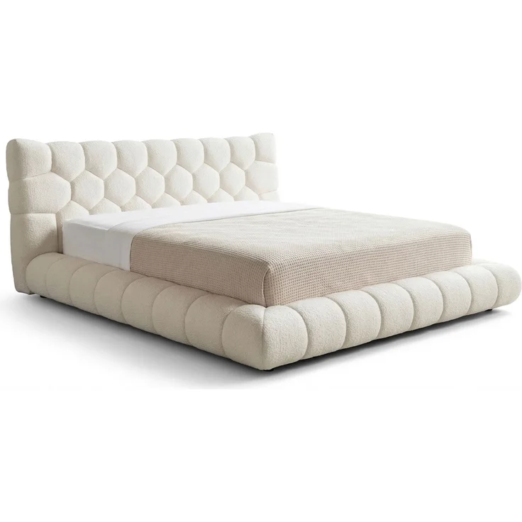 KAWOLA Bett ATTICO Polsterbett Stoff cremeweiß 180x200 cm mit Lattenrost – Bild 3