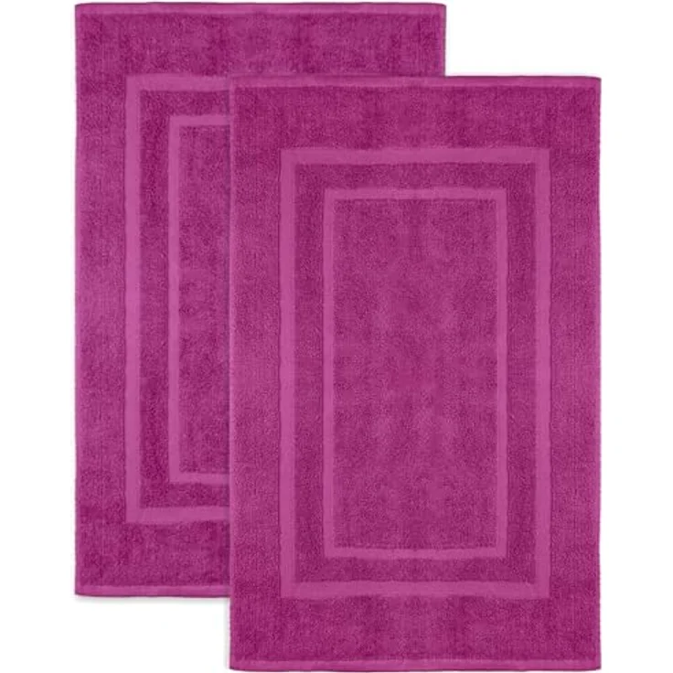 NatureMark 2er Pack Badvorleger Badematte | Premium Qualität | 100% Baumwolle | 50x80 cm | Duschvorleger Duschmatte Doppelpack | Farbe: Pink – Bild 2