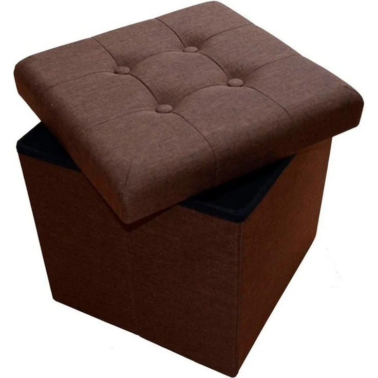 Natsen Sitzhocker mit Stauraum faltbare Sitzwürfel (Sitztruhe aus Leinen, 38 * 38 * 38 cm Dark brown), gepolstert Sitzbank Fußhocker für Wohnzimmer Schlafzimmer – Bild 2