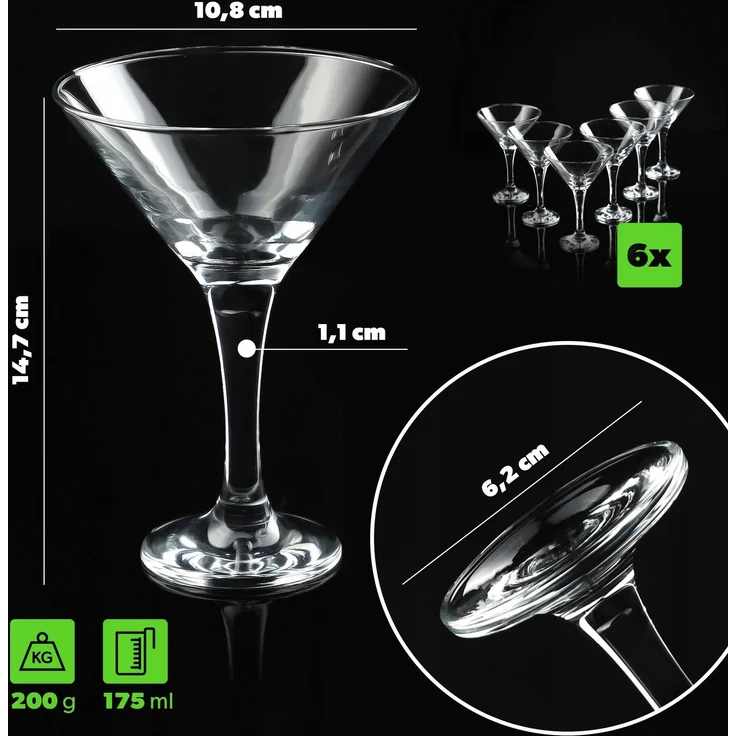 KADAX Martini-Gläser für Getränke, 175 ml, 6-teiliges Glas-Set – Bild 3