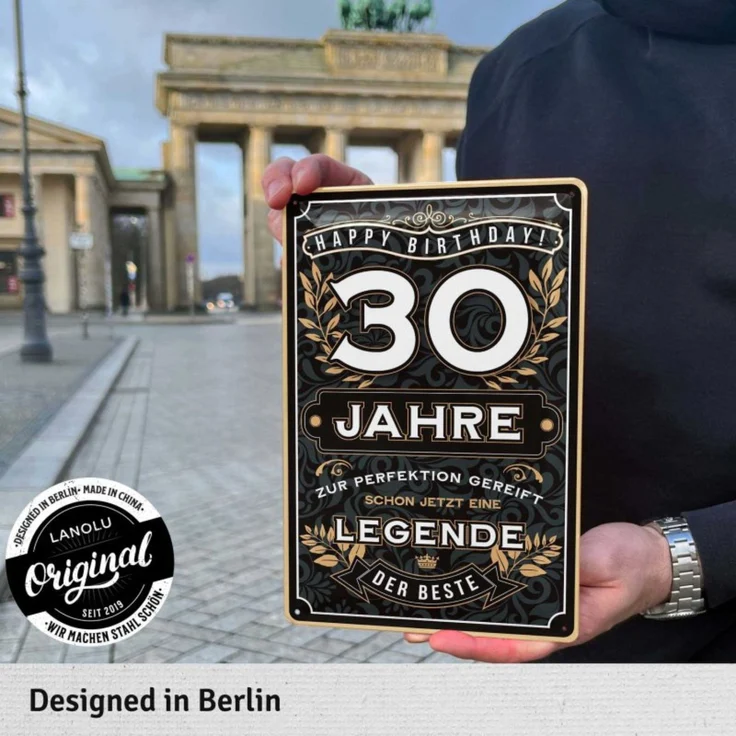 LANOLU Blechschild Der Beste 30 Jahre - 20x30cm – Metall – Schwarz – 20148 – Bild 2