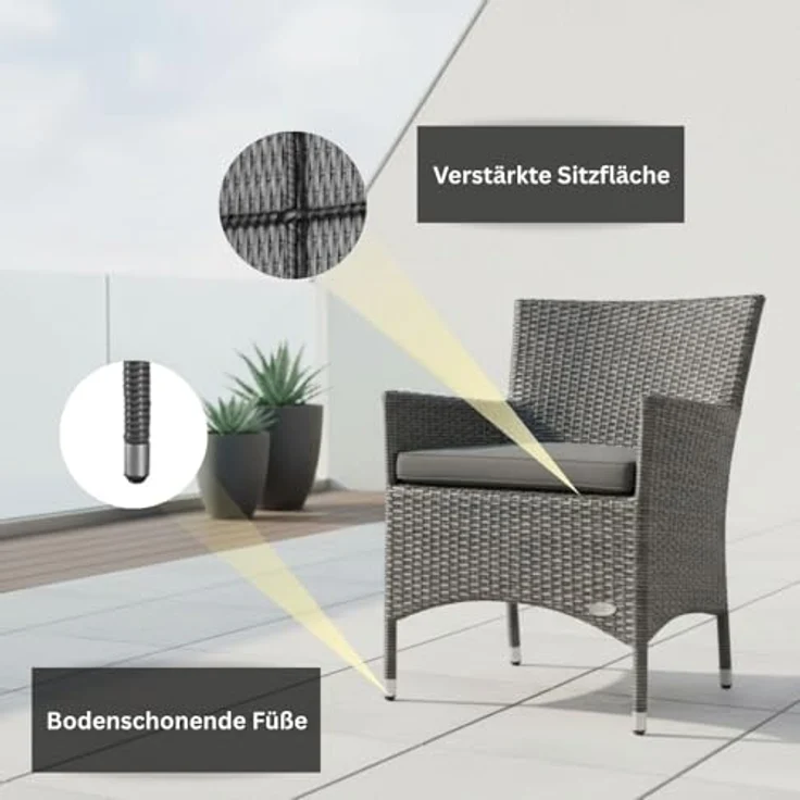 XXXL Rattan Stuhl Trento, Farbe Grau-Silber – Bild 7