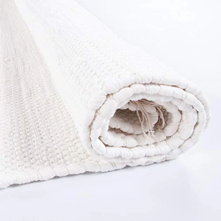 THEKO Teppich Happy Cotton, rechteckig, Höhe: 5 mm, Handweb Teppich, Flachgewebe, reine Baumwolle, handgewebt, mit Fransen – Bild 7