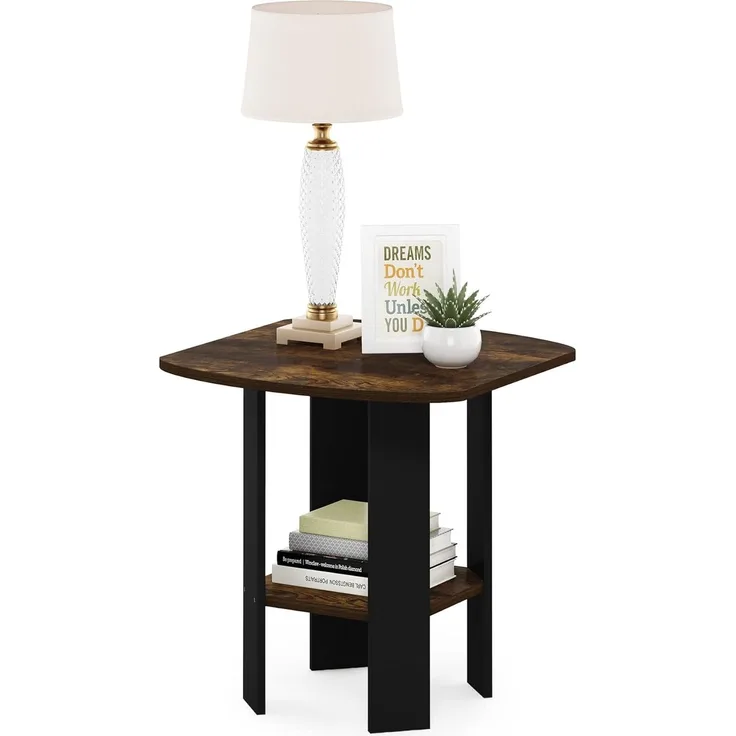 Furinno Simple Design End-/Beistelltisch, Bernsteinkiefer/Schwarz