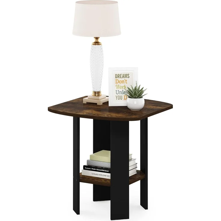 Furinno Simple Design End-/Beistelltisch, Bernsteinkiefer/Schwarz