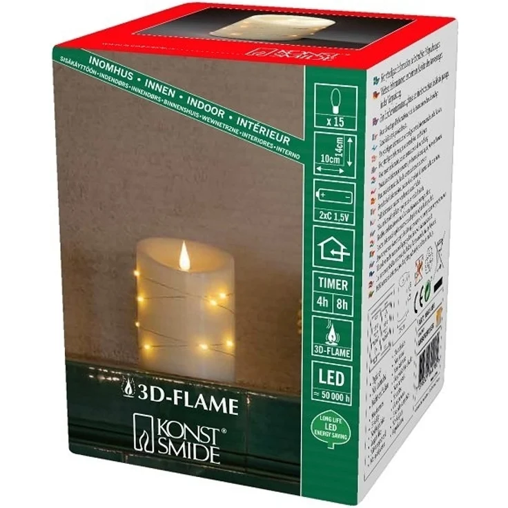 KONSTSMIDE No. 1844-180 LED Echtwachskerze cremeweiss mit LED Draht 14cm – Bild 3