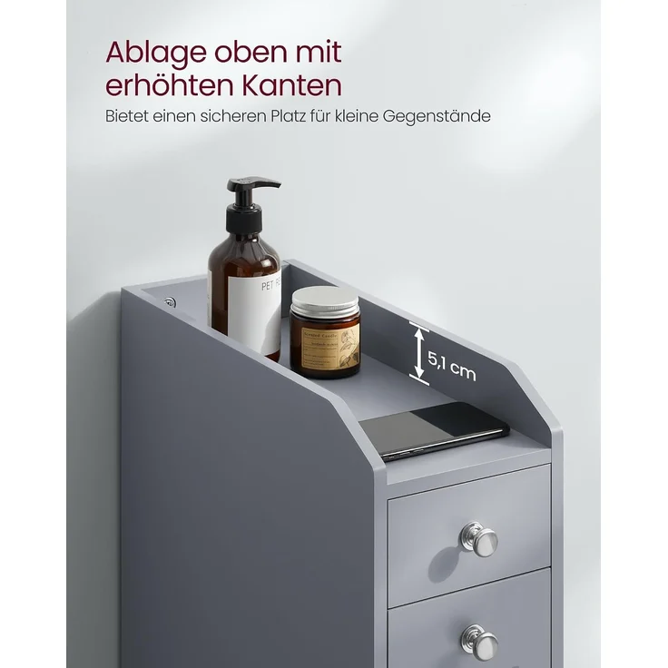 Vasagle Badkommode Badezimmerschrank Toilettenschrank mit Schubladen – Bild 6
